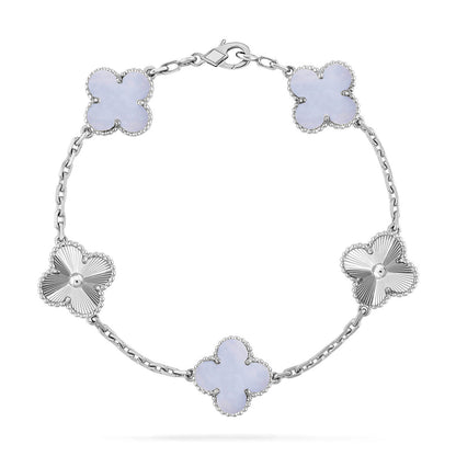 [Azure Tears]LUCKY CLOVER 5-MOTIF BRACELET - PURPLE CHALCEDONY COLLECTION