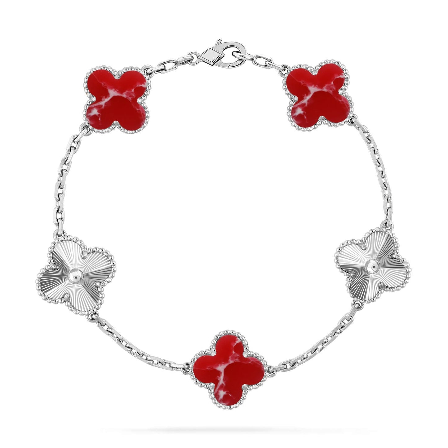 [Azure Tears]LUCKY CLOVER 5-MOTIF BRACELET - RED LARIMAR COLLECTION