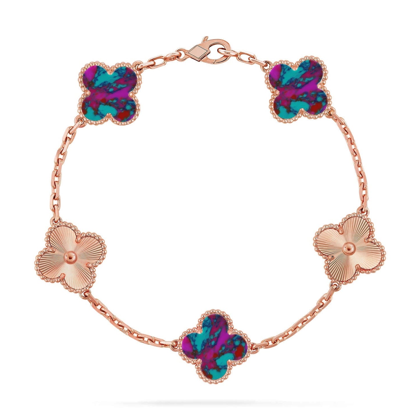 [Azure Tears]LUCKY CLOVER 5-MOTIF BRACELET - MULTI-GEM COLLECTION