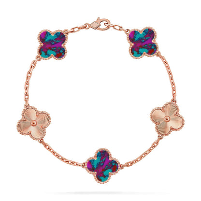 [Azure Tears]LUCKY CLOVER 5-MOTIF BRACELET - MULTI-GEM COLLECTION