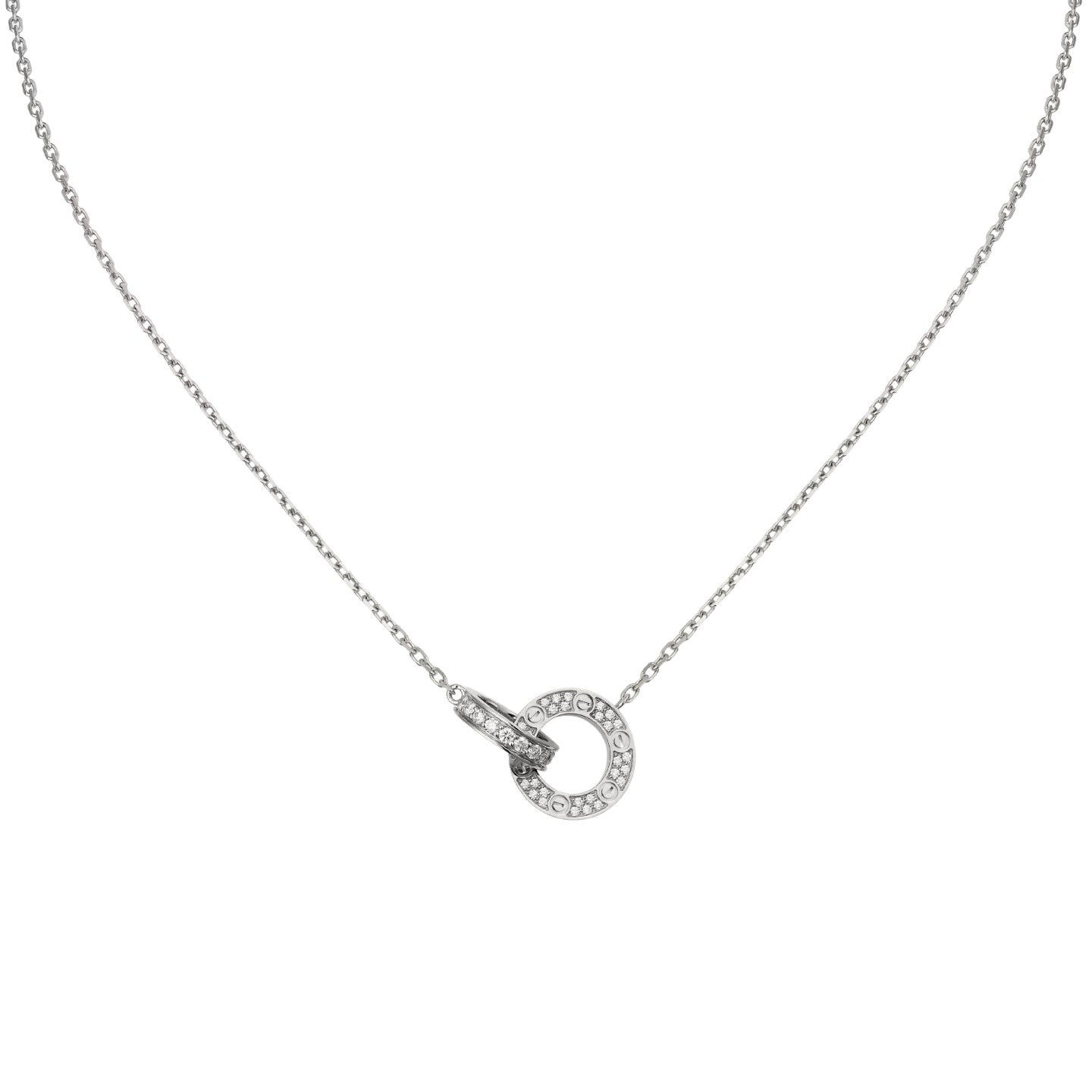 [Azure Tears]LOVE DOUBLE-RING PENDANT FULL-PAVÉ NECKLACE