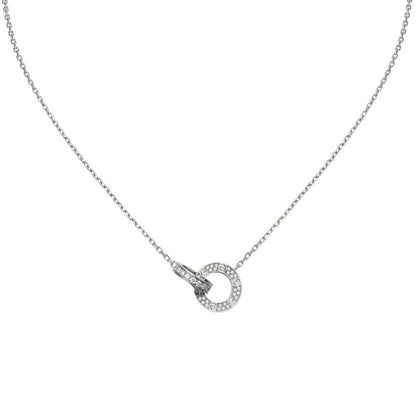 [Azure Tears]LOVE DOUBLE-RING PENDANT FULL-PAVÉ NECKLACE