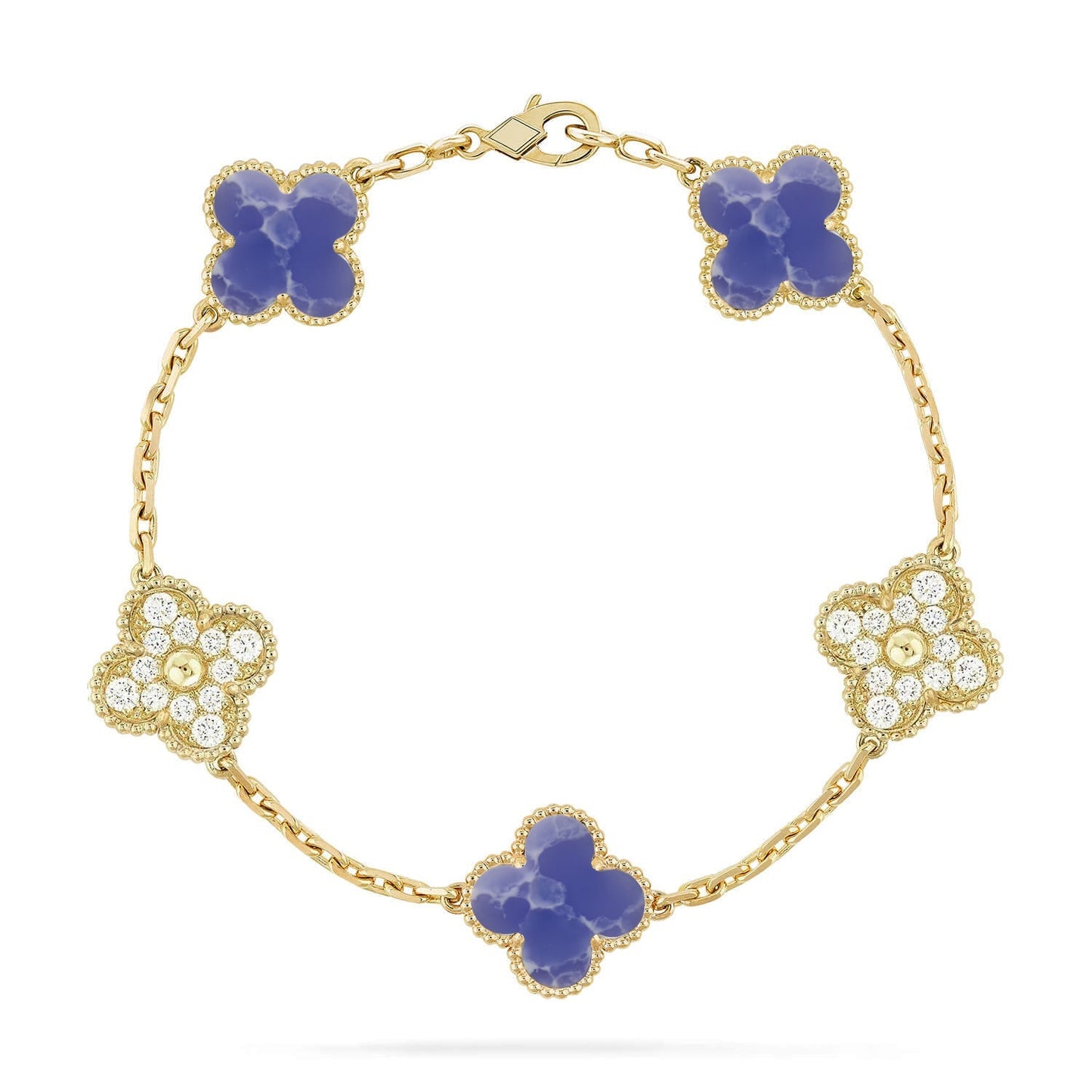 [Azure Tears]LUCKY CLOVER 5-MOTIF BRACELET - BLUE LARIMAR COLLECTION