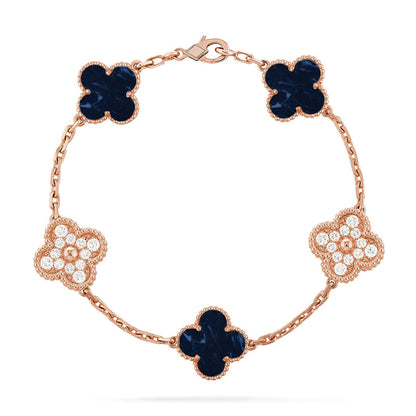[Azure Tears]LUCKY CLOVER 5-MOTIF BRACELET - PIETERSITE COLLECTION