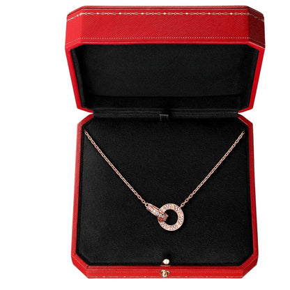 [Azure Tears]LOVE DOUBLE-RING PENDANT FULL-PAVÉ NECKLACE
