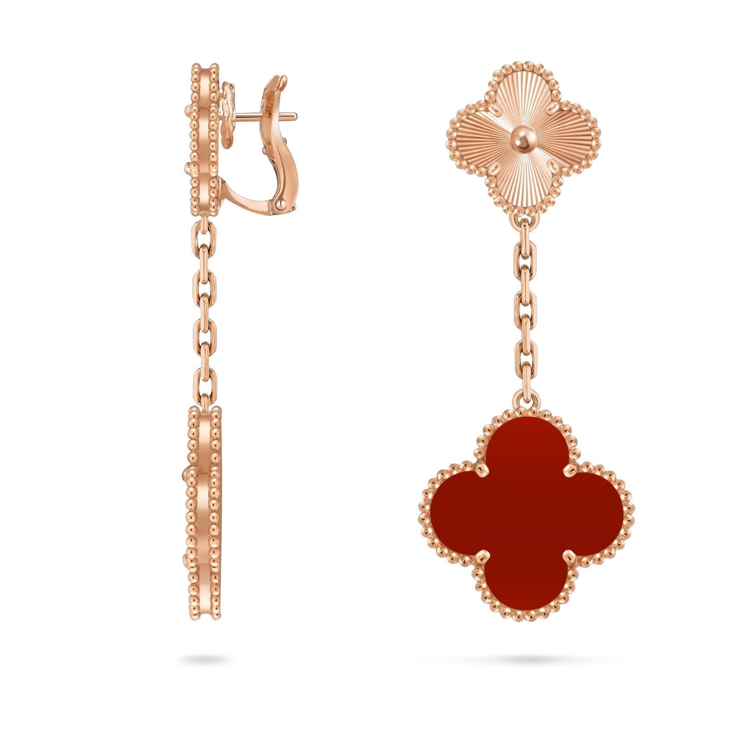 [Azure Tears]CLOVER DUAL-MOTIF STATEMENT STUD EARRINGS - DOUBLE-CHARM COLLECTION