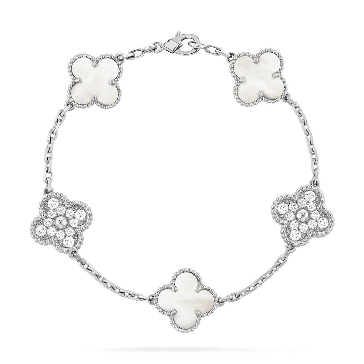 [Azure Tears]LUCKY CLOVER 5-MOTIF BRACELET - WHITE MOTHER-OF-PEARL COLLECTION