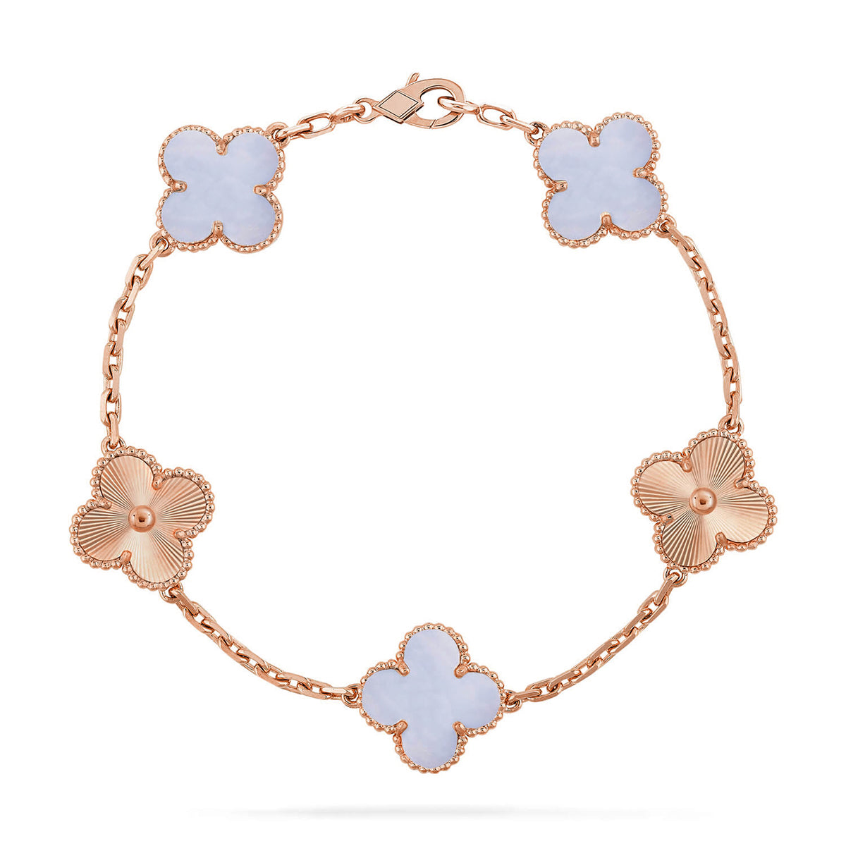[Azure Tears]LUCKY CLOVER 5-MOTIF BRACELET - PURPLE CHALCEDONY COLLECTION