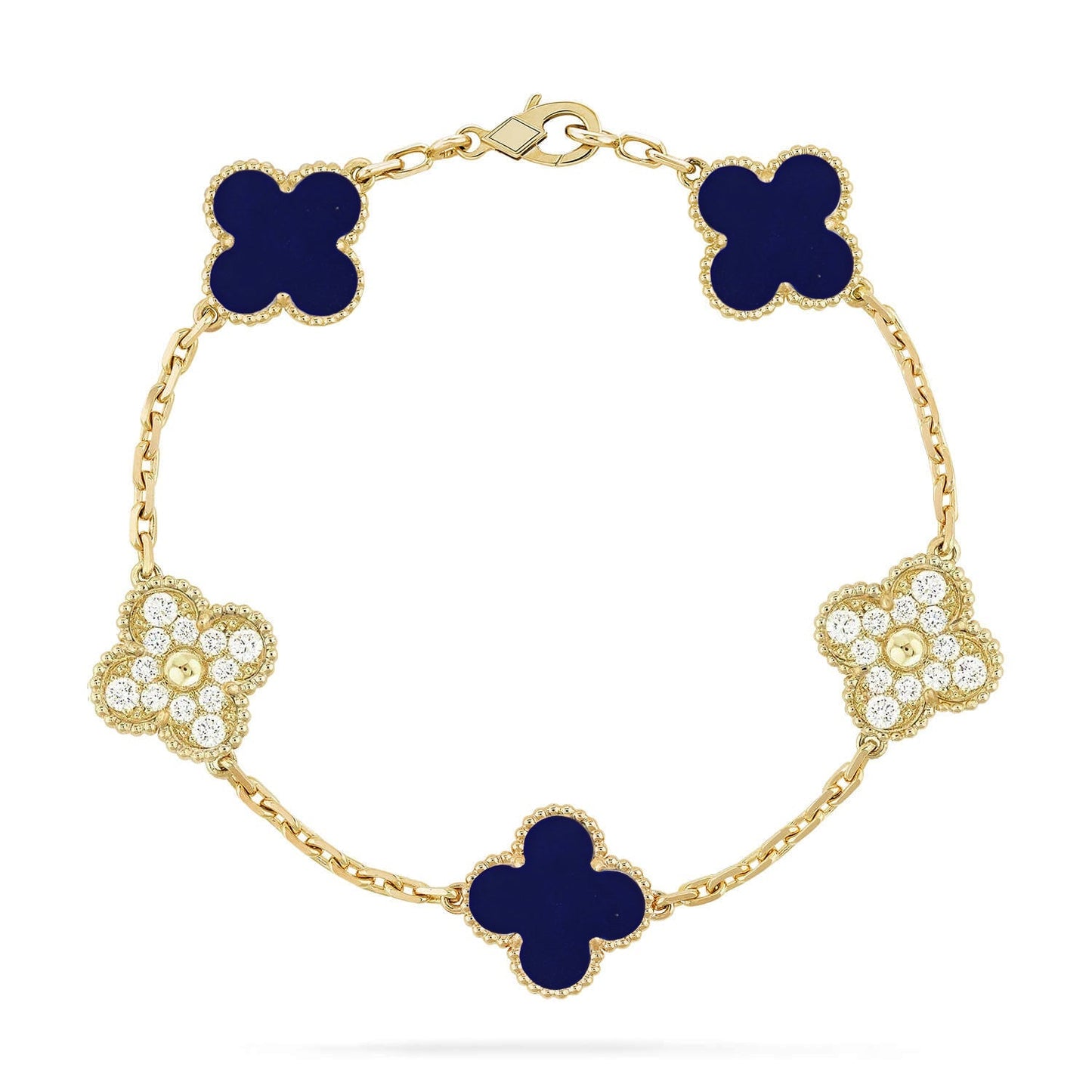 [Azure Tears]LUCKY CLOVER 5-MOTIF BRACELET - LAPIS LAZULI COLLECTION