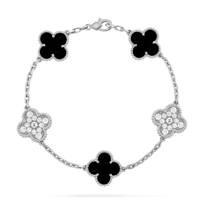 [Azure Tears]LUCKY CLOVER 5-MOTIF BRACELET - BLACK OXNY COLLECTION