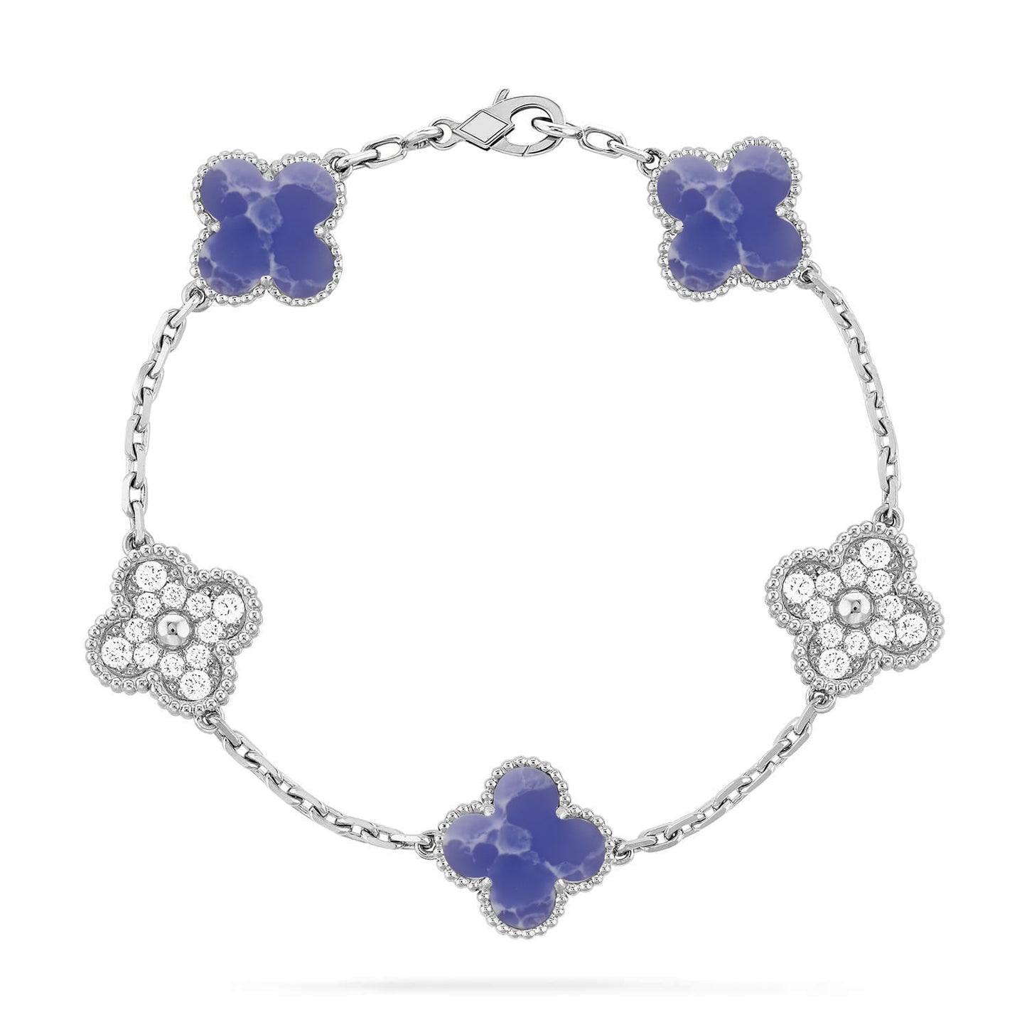 [Azure Tears]LUCKY CLOVER 5-MOTIF BRACELET - BLUE LARIMAR COLLECTION