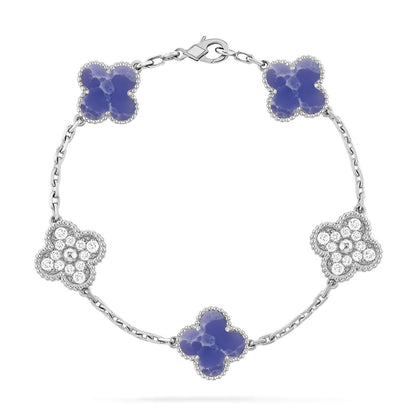 [Azure Tears]LUCKY CLOVER 5-MOTIF BRACELET - BLUE LARIMAR COLLECTION