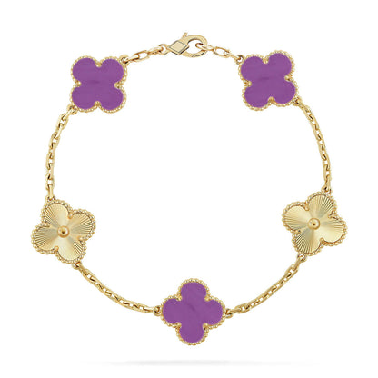 [Azure Tears]LUCKY CLOVER 5-MOTIF BRACELET - VIOLET COLLECTION