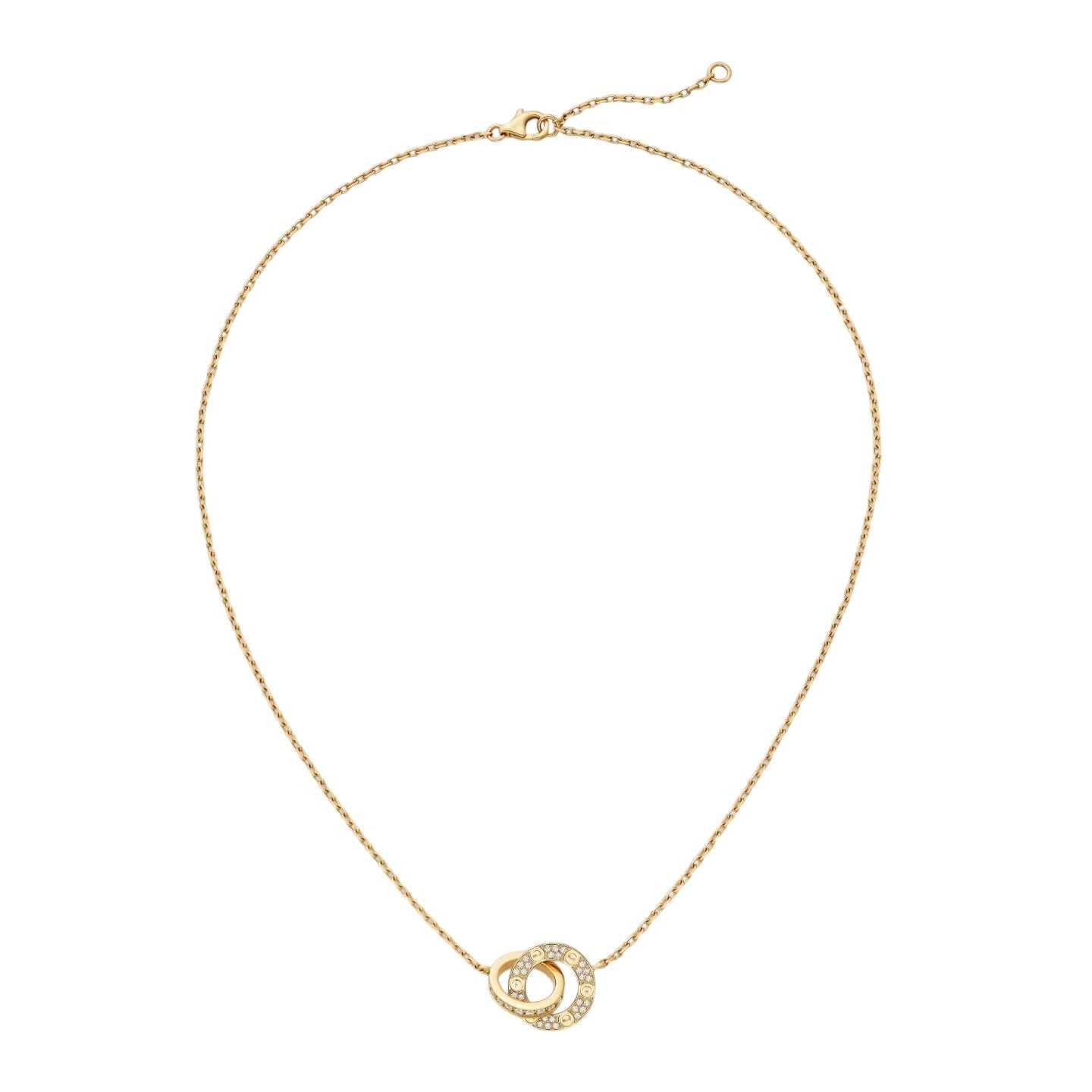 [Azure Tears]LOVE DOUBLE-RING PENDANT FULL-PAVÉ NECKLACE