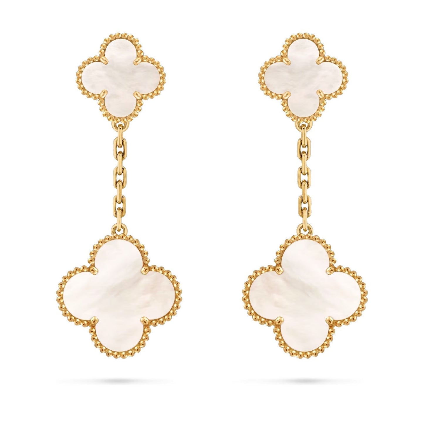 [Azure Tears]CLOVER DUAL-MOTIF STATEMENT STUD EARRINGS - DOUBLE-CHARM COLLECTION