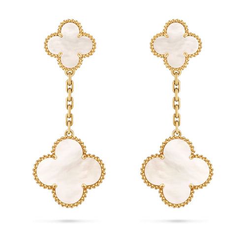 [Azure Tears]CLOVER DUAL-MOTIF STATEMENT STUD EARRINGS - DOUBLE-CHARM COLLECTION