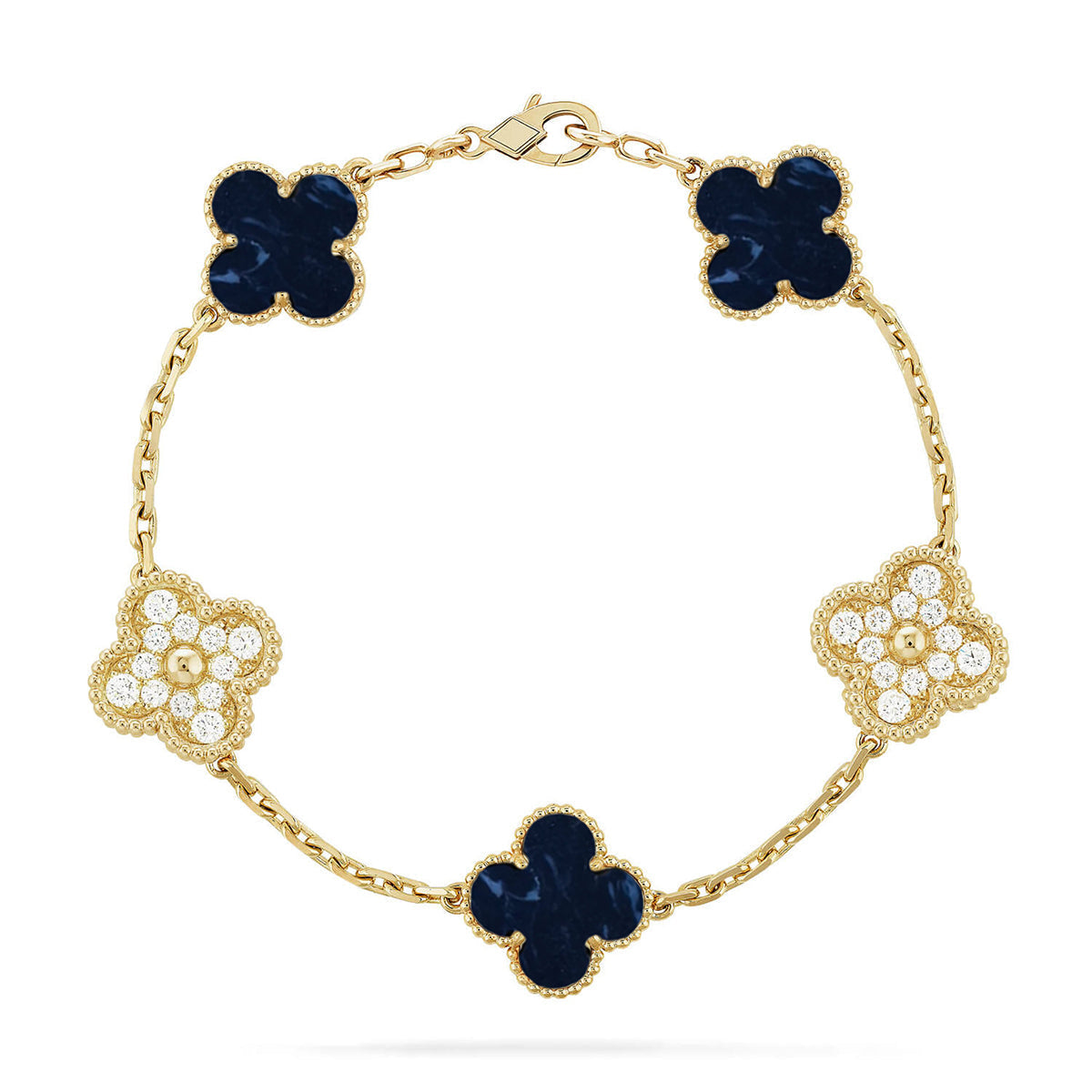 [Azure Tears]LUCKY CLOVER 5-MOTIF BRACELET - PIETERSITE COLLECTION