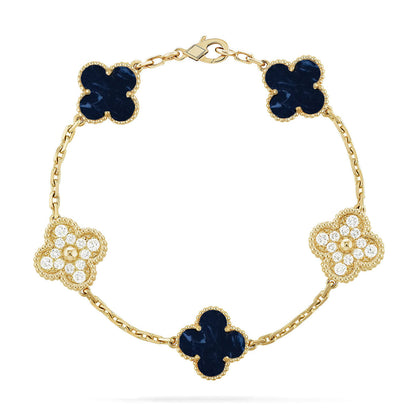 [Azure Tears]LUCKY CLOVER 5-MOTIF BRACELET - PIETERSITE COLLECTION