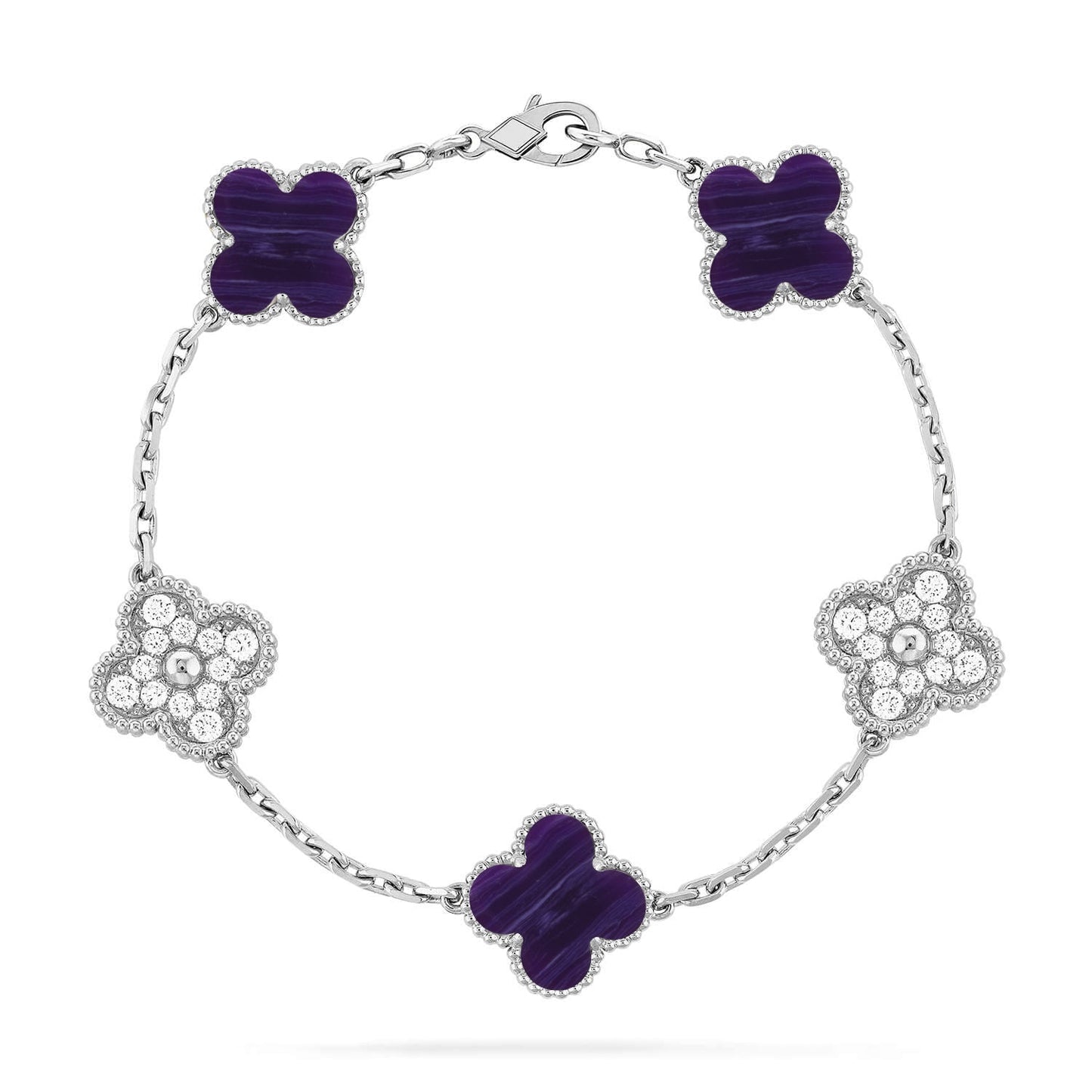 [Azure Tears]LUCKY CLOVER 5-MOTIF BRACELET - CHAROITE COLLECTION