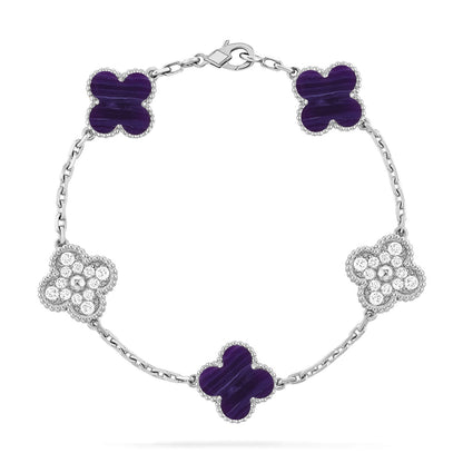[Azure Tears]LUCKY CLOVER 5-MOTIF BRACELET - CHAROITE COLLECTION