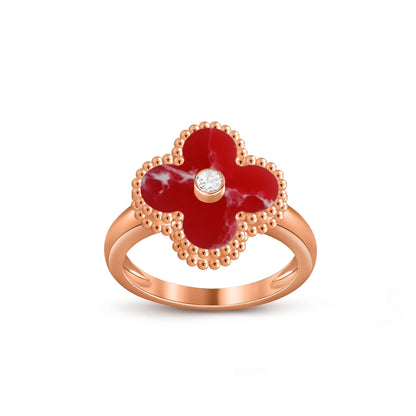 [Azure Tears]LUCKY CLOVER DIAMOND-ACCENT ROSE GOLD RING COLLECTION