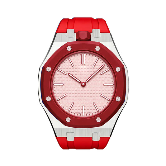[Azure Tears]OAK POP ORANGE-RED STEEL SILICONE STRAP