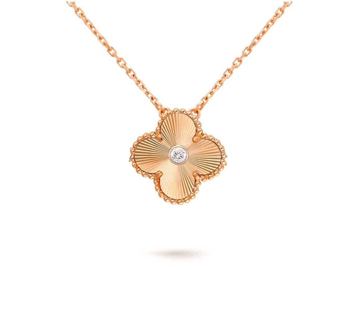 [Azure Tears]15MM CLOVER FLOWER DIAMOND PENDANT NECKLACE COLLECTION