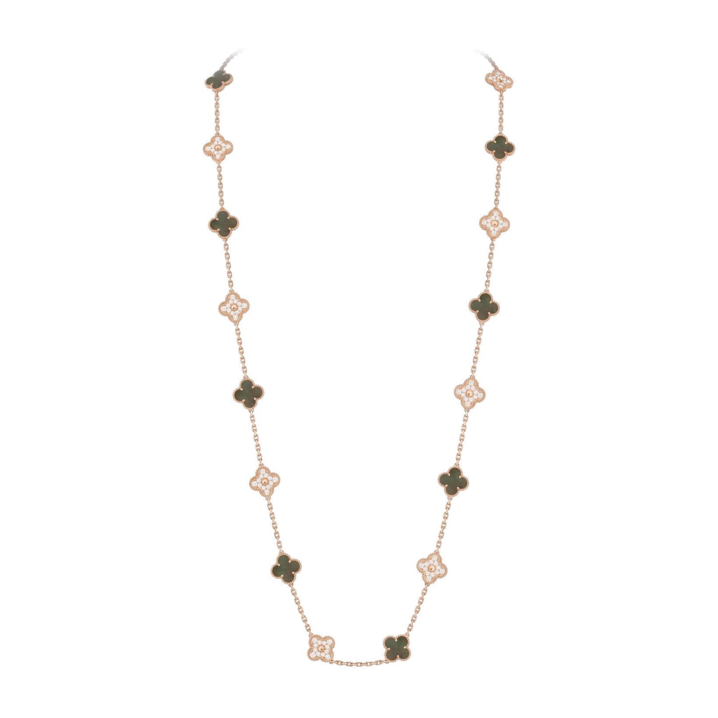 [Azure Tears]CLASSIC 20-MOTIF LUCKY CLOVER LONG NECKLACE ROSE GOLD COLLECTION