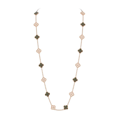 [Azure Tears]CLASSIC 20-MOTIF LUCKY CLOVER LONG NECKLACE ROSE GOLD COLLECTION