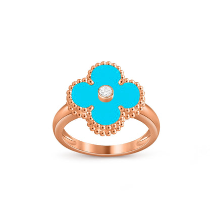 [Azure Tears]LUCKY CLOVER DIAMOND-ACCENT ROSE GOLD RING COLLECTION