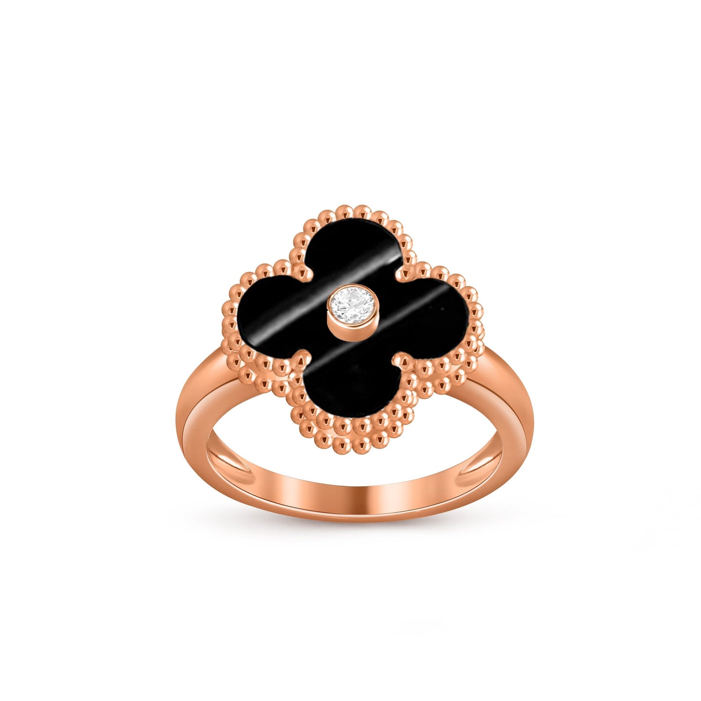 [Azure Tears]LUCKY CLOVER DIAMOND-ACCENT ROSE GOLD RING COLLECTION