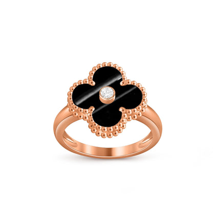 [Azure Tears]LUCKY CLOVER DIAMOND-ACCENT ROSE GOLD RING COLLECTION