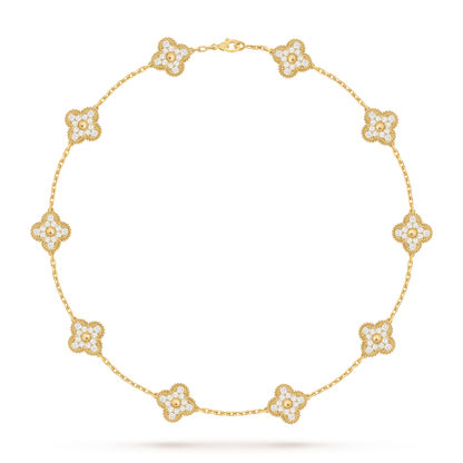 [Azure Tears]CLASSIC LUCKY 10-MOTIF CLOVER NECKLACE GOLD COLLECTION