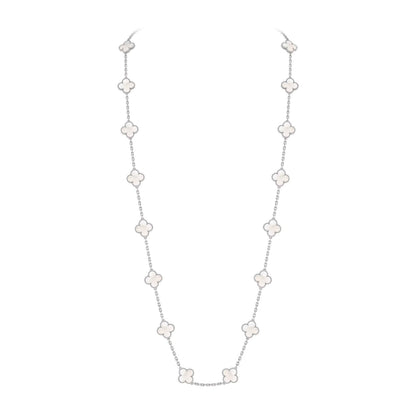 [Azure Tears]CLASSIC 20-MOTIF LUCKY CLOVER LONG NECKLACE WHITE GOLD COLLECTION