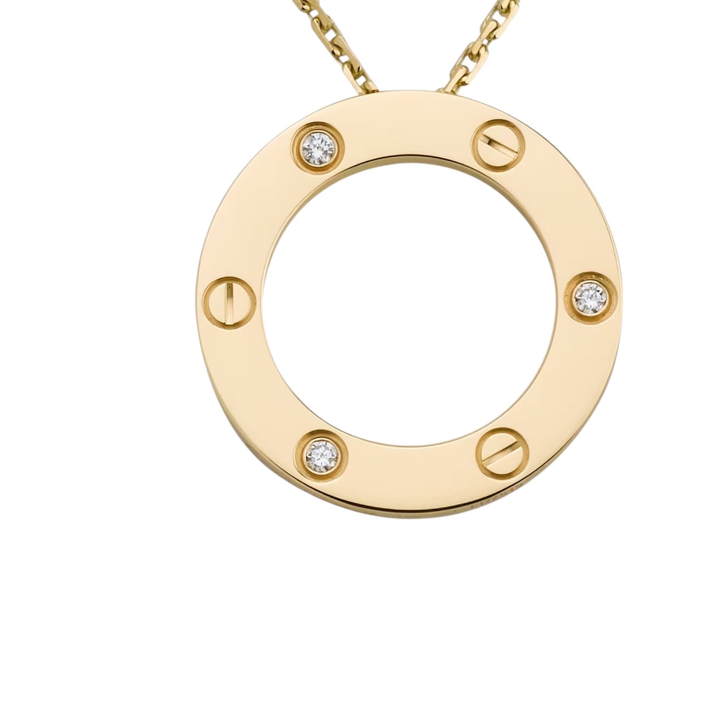 [Azure Tears]LOVE LARGE CIRCULAR PENDANT 3-DIAMOND NECKLACE