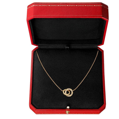 [Azure Tears]LOVE DOUBLE-RING PENDANT FULL-PAVÉ NECKLACE