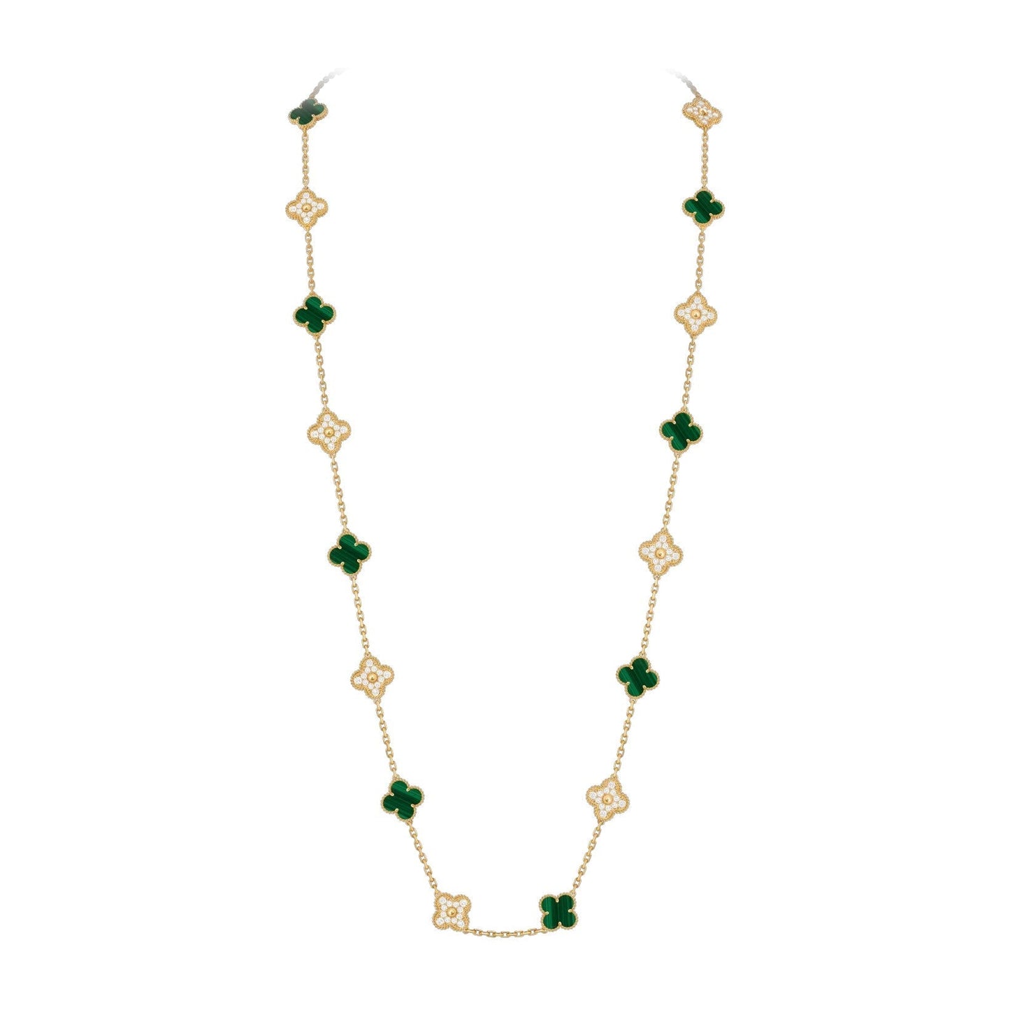 [Azure Tears]CLASSIC 20-MOTIF LUCKY CLOVER LONG NECKLACE GOLD COLLECTION