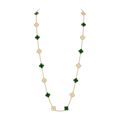 [Azure Tears]CLASSIC 20-MOTIF LUCKY CLOVER LONG NECKLACE GOLD COLLECTION