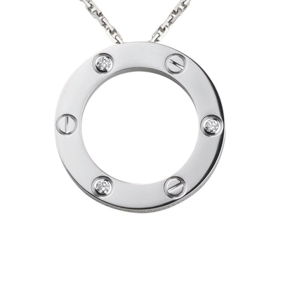 [Azure Tears]LOVE LARGE CIRCULAR PENDANT 3-DIAMOND NECKLACE