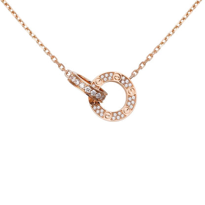 [Azure Tears]LOVE DOUBLE-RING PENDANT FULL-PAVÉ NECKLACE