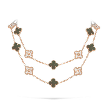 [Azure Tears]CLASSIC 20-MOTIF LUCKY CLOVER LONG NECKLACE ROSE GOLD COLLECTION