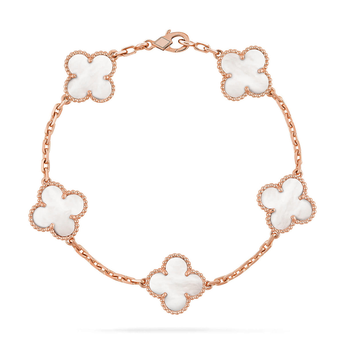 [Azure Tears]LUCKY CLOVER 5-MOTIF BRACELET - WHITE MOTHER-OF-PEARL COLLECTION