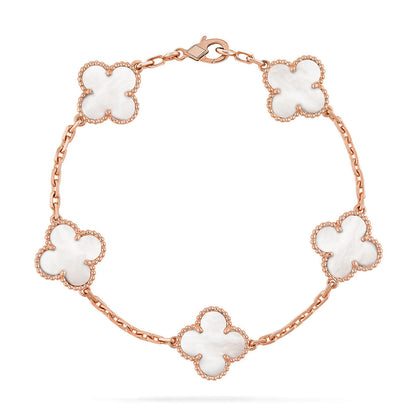 [Azure Tears]LUCKY CLOVER 5-MOTIF BRACELET - WHITE MOTHER-OF-PEARL COLLECTION