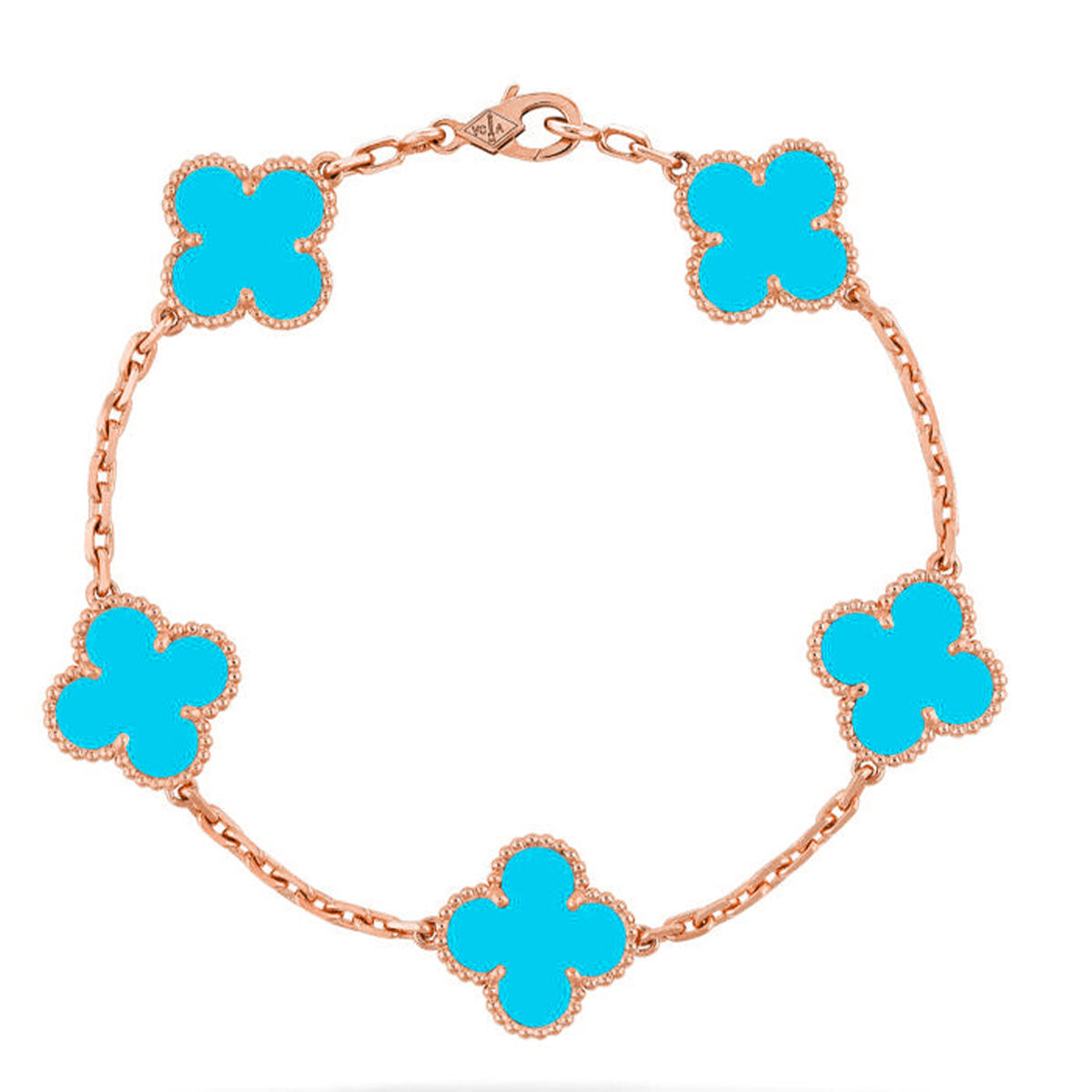 [Azure Tears]LUCKY CLOVER 5-MOTIF BRACELET - TURQUOISE COLLECTION