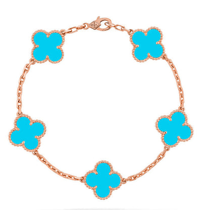 [Azure Tears]LUCKY CLOVER 5-MOTIF BRACELET - TURQUOISE COLLECTION