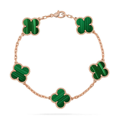 [Azure Tears]LUCKY CLOVER 5-MOTIF BRACELET - MALACHITE COLLECTION