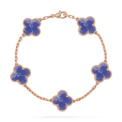 [Azure Tears]LUCKY CLOVER 5-MOTIF BRACELET - BLUE LARIMAR COLLECTION