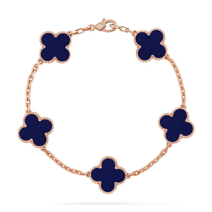 [Azure Tears]LUCKY CLOVER 5-MOTIF BRACELET - LAPIS LAZULI COLLECTION