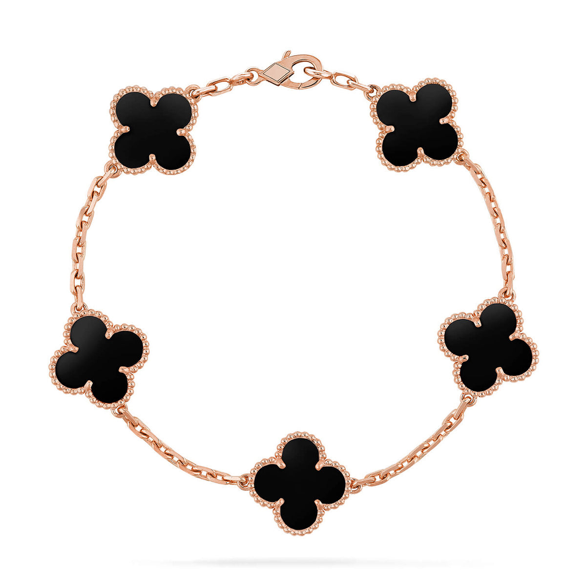 [Azure Tears]LUCKY CLOVER 5-MOTIF BRACELET - BLACK OXNY COLLECTION