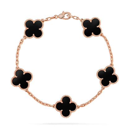 [Azure Tears]LUCKY CLOVER 5-MOTIF BRACELET - BLACK OXNY COLLECTION